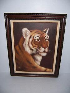 Vintage Framed Tiger Oil Painting On Canvas Signed Rex EBay