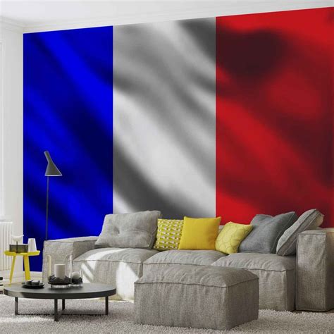 Das leichte polyestermaterial lässt die flagge bereits bei leichter brise wehen. Fototapete, Tapete Französische Flagge Frankreich bei ...
