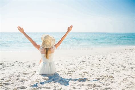 Beautiful Blonde Woman On A Sunny Day Stock Photo Image Of Cheerful Beach