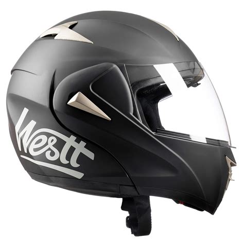 Westt® Torque · Casque Moto Modulable Double Visière En Noir Mat Pour