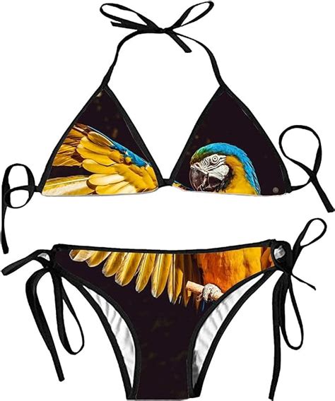 Amazon Com Women S Halter Swimwear Colored Parrot Two Piece Bikini