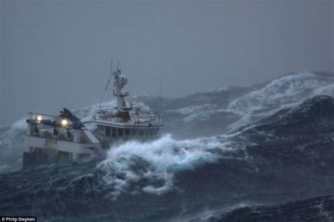 Terrifying Images Of Fishing Boat Battered By 30ft Waves In North Sea