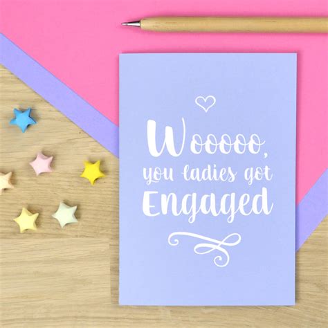 Same Sex Engagement Card For Lesbian Couple By Pink And Turquoise