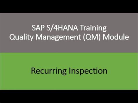 Video Sap S Hana Quality Management Qm Module Training