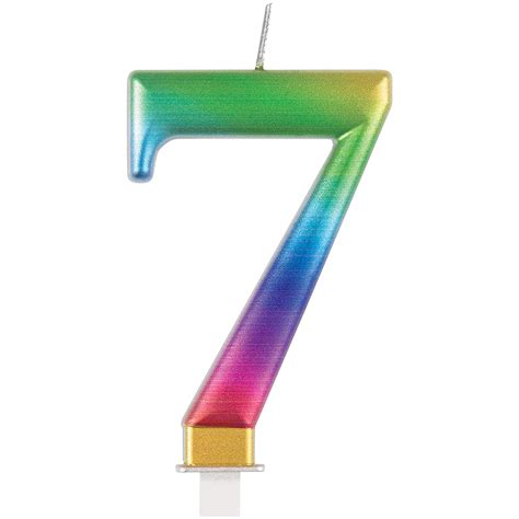 Metallic Rainbow Number 7 Birthday Candle Party Touches