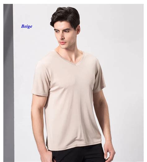 New Arrival Pure Silk Knitted V Neck Male T Shirt Natural Silk