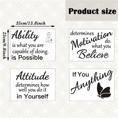 Buy 4 Pieces Vinyl Wall Quotes Stickers Ability Motivation Attitude Believe Anything