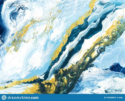 Blue With Gold Abstract Art Painting Creative Hand Painted Background