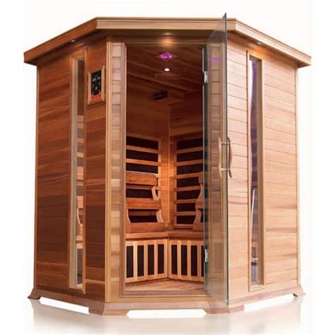 Sunray Saunas 4 Person Cedar Corner Infrared Sauna Hl400kc The Home Depot