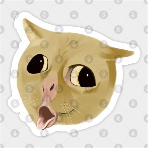 Coughing Cat Meme Digital Painting Cats Sticker Teepublic