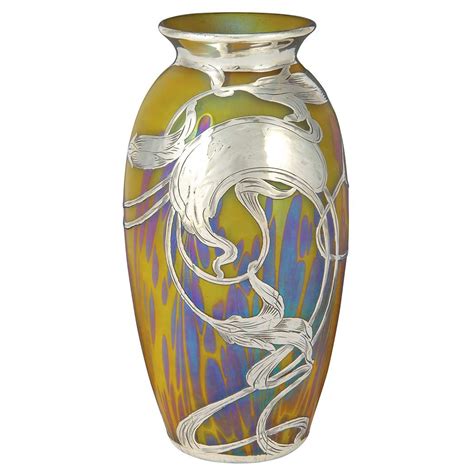 Unsigned Loetz Silver Overlay Glass Vase Circa 1900 Lalique Vases Decor Art Decor Jugendstil
