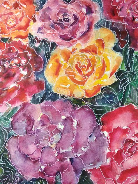 Pink Rose Watercolor Painting Flower Bud Square Picture | Etsy