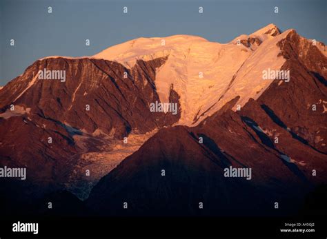 Mt Blanc Mountain At Alpenglow Haute Savoie France Stock Photo Alamy