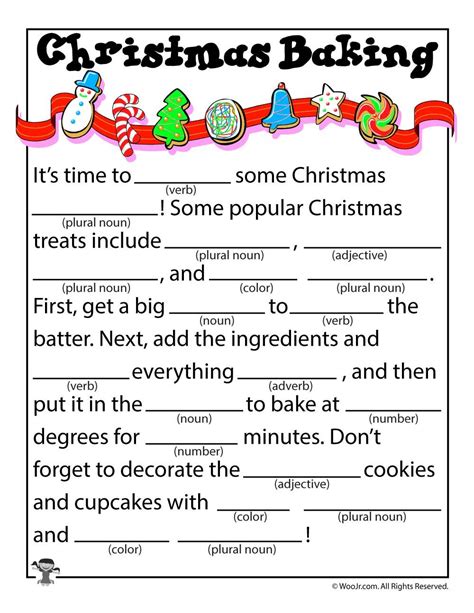 Just fill in the blank for some wordy fun! Christmas Baking Kid's Mad Libs | Christmas mad libs ...