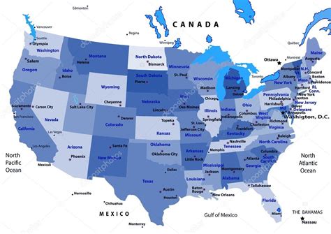 United States Map Vector Blue — Stock Vector © Sasa1867 22054495