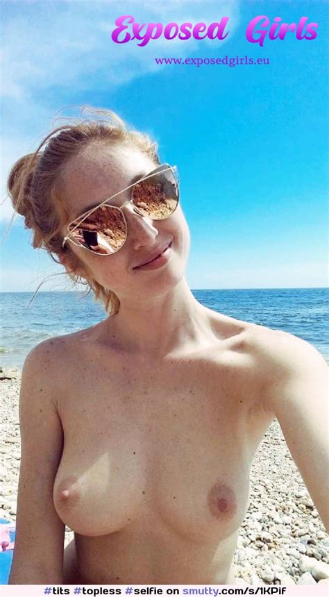 Topless Selfie At The Beach Exposedgirlseu Tits Topless Selfie Beach Freckles
