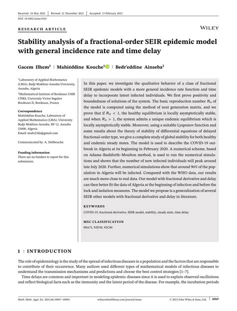 Stability Analysis Of A Fractionalorder Seir Epidemic Model With General Incidence Rate And