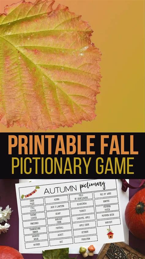 Fall Pictionary Printable Board Game For Kids Video Video
