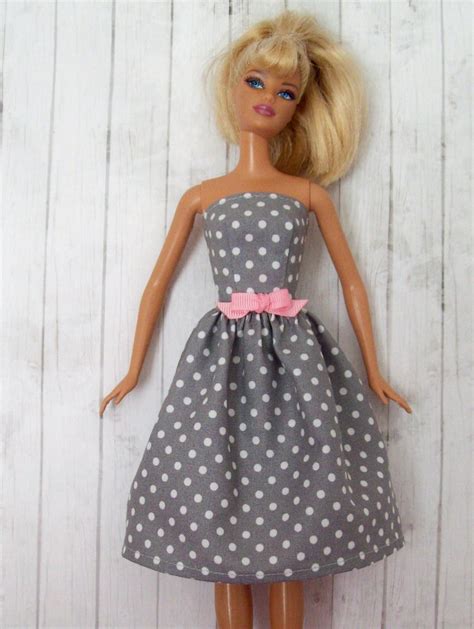 Handmade Barbie Clothes Gray And White Polka Dot Barbie Etsy