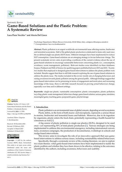 Pdf Game Based Solutions And The Plastic Problem A Systematic Review
