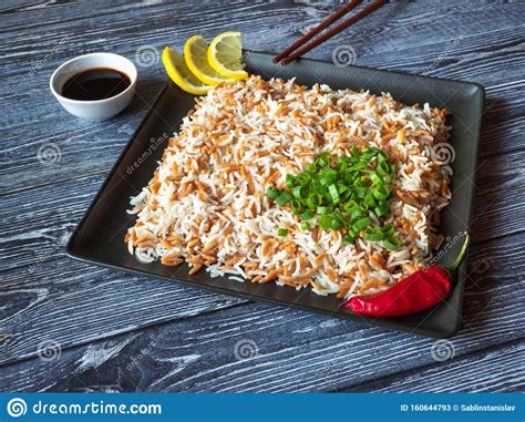 Oriental Rice Pilaf With Orzo In A Plate Top View Stock Image Image