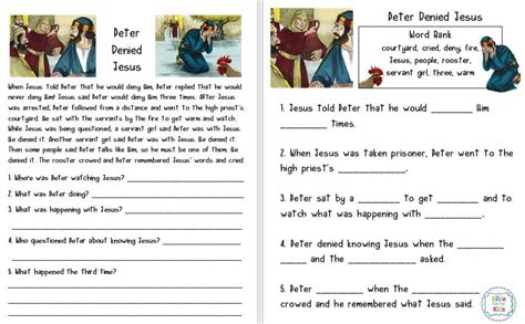 Peter Denied Jesus And The Rooster Crowed Bible Fun For Kids