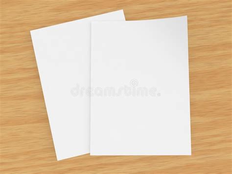 Two Sheets Of White A4 Paper On A Wooden Table Stock Illustration