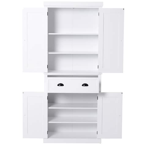 Homcom traditional farmhouse kitchen pantry cupboard with two storage cabinets, and 4 adjustable shelves, white. HOMCOM 72" Tall Colonial Style Free Standing Kitchen ...