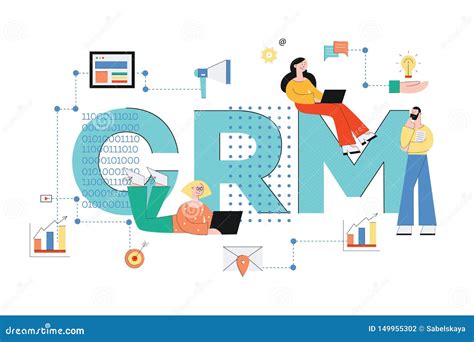 Crm Concept Business Vector Illustration With People And Icons Of