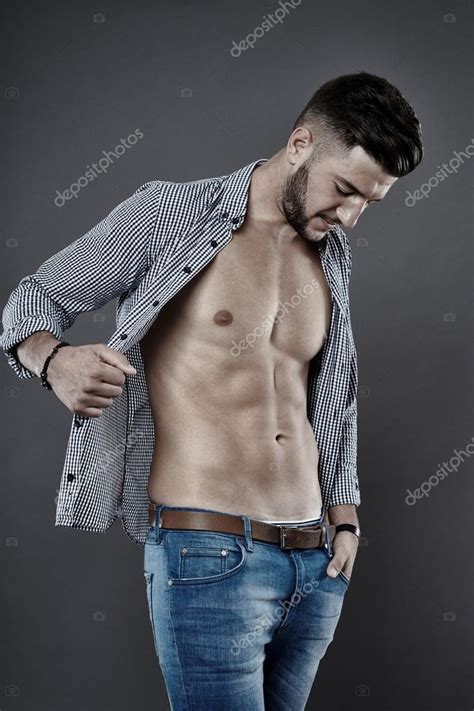 Man With Unbuttoned Shirt Stock Photo Xalanx 57213841