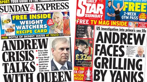 Newspaper Headlines Prince Andrew Sexual Contact Denial Bbc News