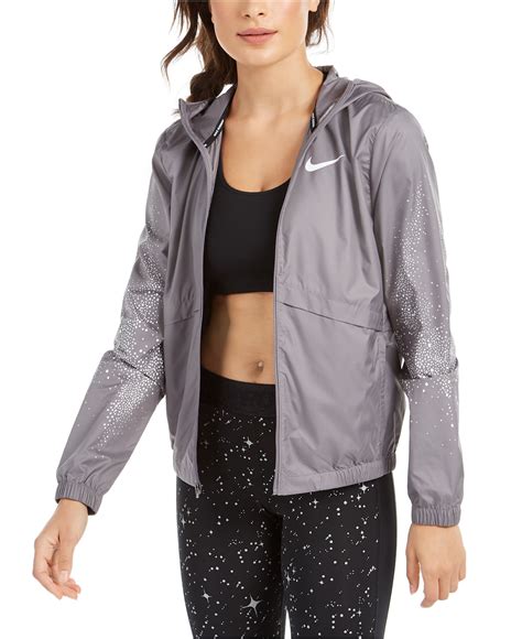Nike Womens Essential Water Repellent Hooded Running Jacket Grey S