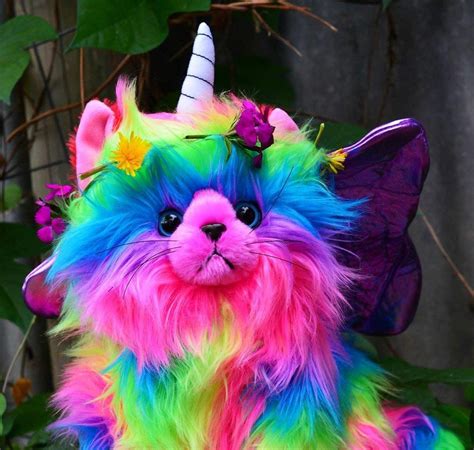 Kitten Rainbow Stuffed Animal Plush Toy Rainbow Butterfly Unicorn