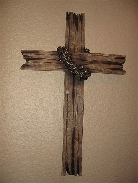 Brown Wooden Cross Wall Display Jesus Wood Christianity Faith