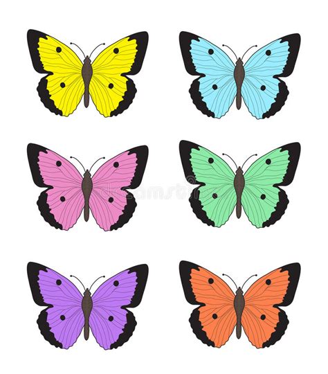 Set Of Multicolored Butterflies On A White Background A Collection Of