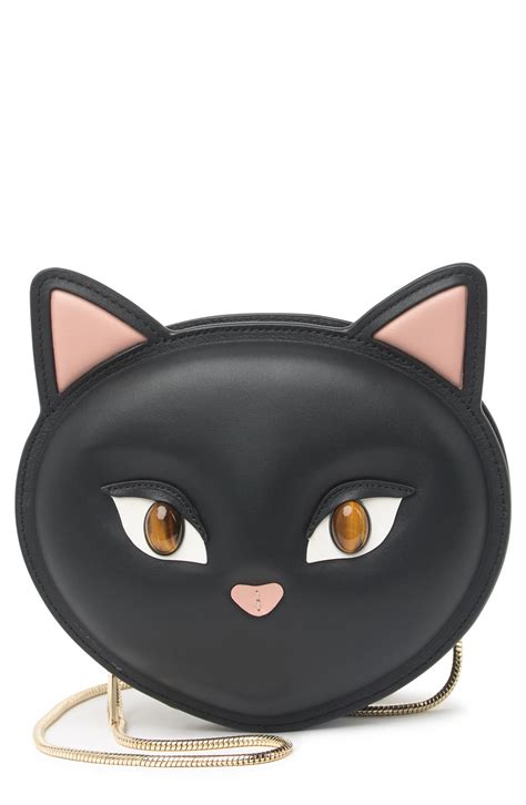 Kate Spade Meow Cat Crossbody Bag In Black Modesens