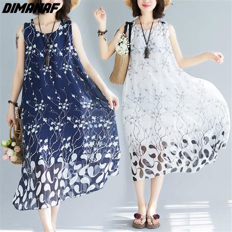 Buy Dimanaf 2021 Summer Dress Women Plus Size Sundress Chiffon