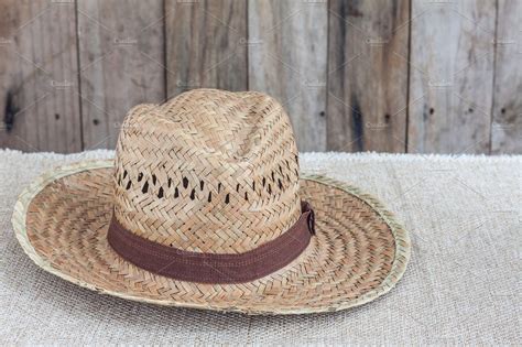 Brown Wicker Hat High Quality Beauty And Fashion Stock Photos