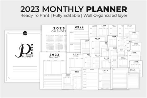 Premium Vector Monthly Daily Planner 2023