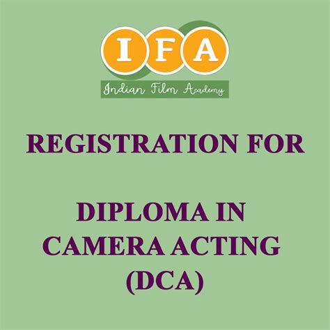 Diploma In Camera Acting Dca Indian Film Academy