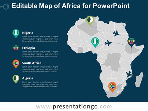 World map of equatorial africa region: Africa Editable PowerPoint Map - PresentationGO.com