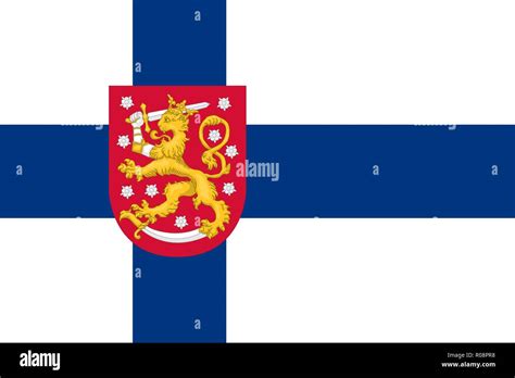 Original Flag Of Finland With Coat Of Arms Stock Vector Image And Art Alamy