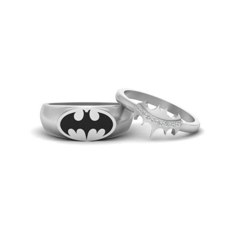 Super Hero Batman And Batgirl Inspired Couple Ring In 925 Sterling Silver