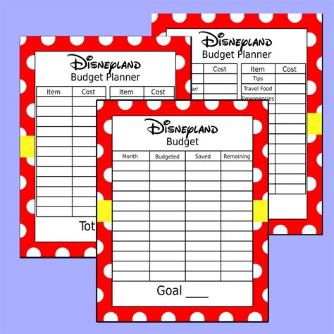 Disneyland Budget And Packing List Sheets Budgeting Budget Sheets