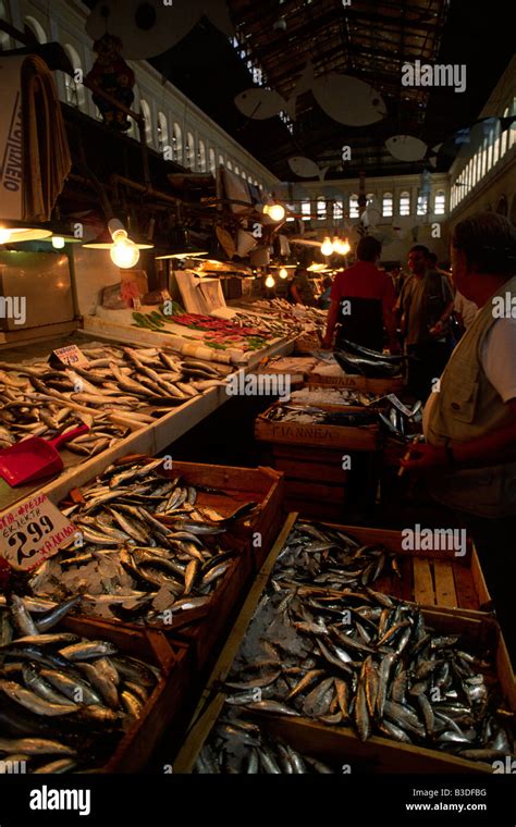 Greece Athens Central Market Fresh Fish Stock Photo Alamy