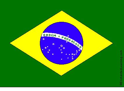 Brasil national flag with outline on white background with open lock top view. Brazil's Flag - EnchantedLearning.com