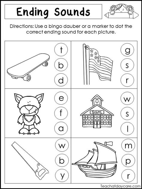 Ending Sounds Worksheet For Kindergarten
