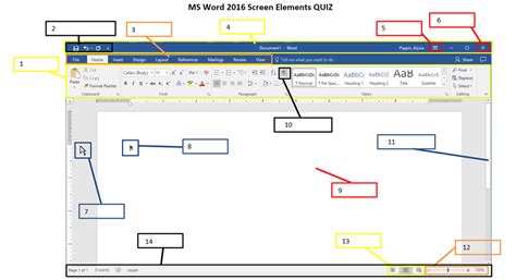 Ms Word 2016 Label Screen Parts Diagram Quizlet