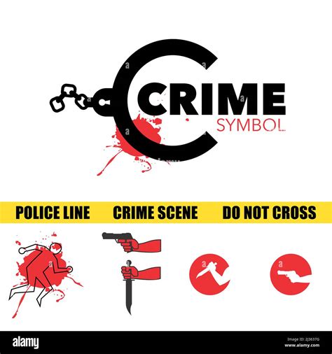 Common Crime Scene Symbols For Logo Infographic Icons Design Element