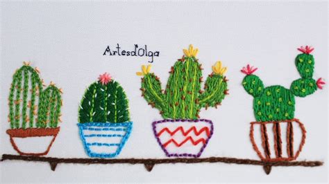 Cactus Bordados A Mano Paso A Paso Cactus Embroidery Youtube